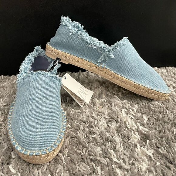 NWT Zara Denim Espadrilles - Picture 1 of 11